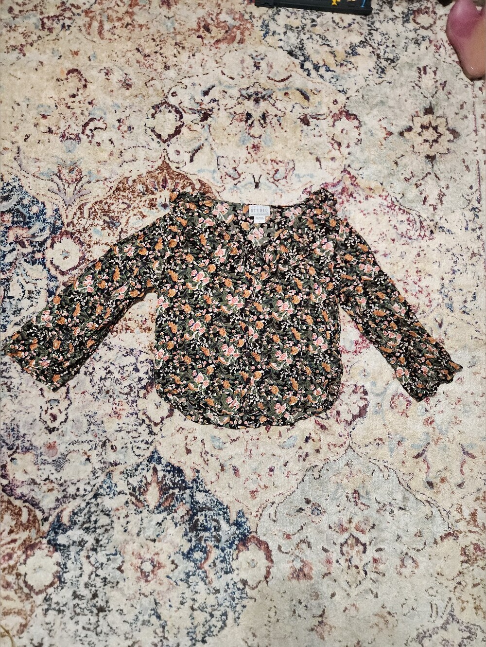 Vintage 90s Floral Collared Button-Front Womens Top Autumn Size Large